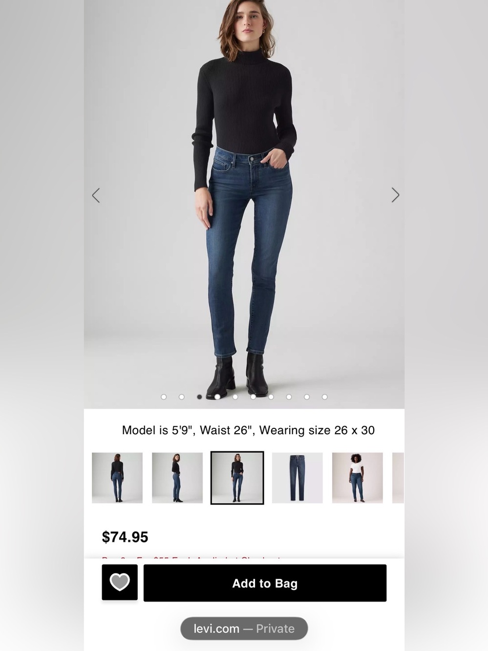 Levi's 311 Shaping Skinny Indigo Jeans with Contrast Stitching - Picture 6 of 10